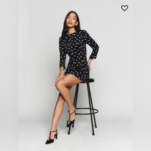 Reformation Black and White Polka Dot Mini Dress